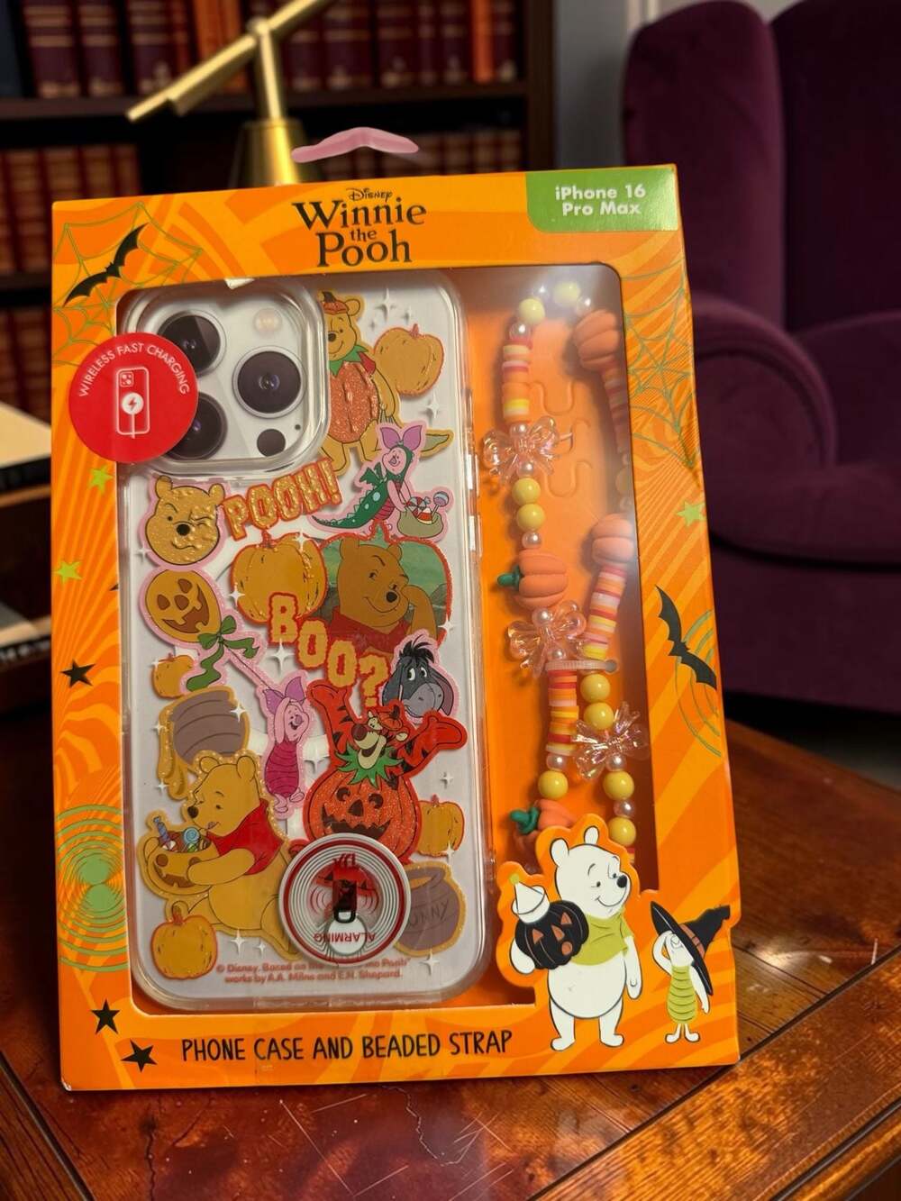 Disney Winnie the Pooh Halloween iPhone 16 Pro Max Phone Case and Beaded Strap